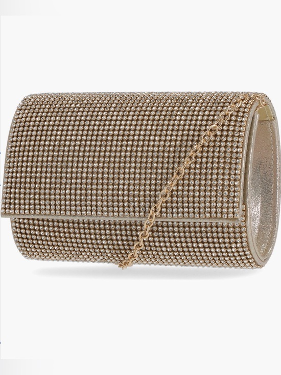 Jessica McClintock Handbags - Jessica McClintock Gold Crystal-Embellished Evening Clutch